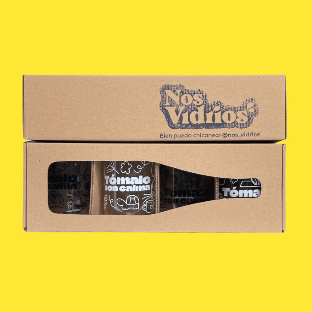 Vasos Tómalo con calma x 4 Nos Vidrios