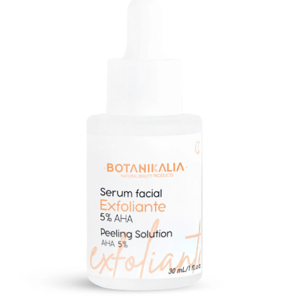 Sérum Facial Exfoliante 5% AHA de botanikalia con fondo blanco