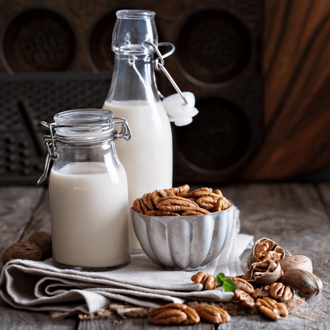 filtro de leche con nueces y leche de almendras