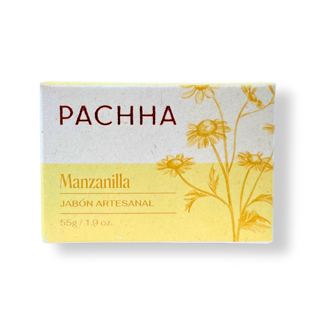 jabon artesanal facial de pachha manzanilla en caja