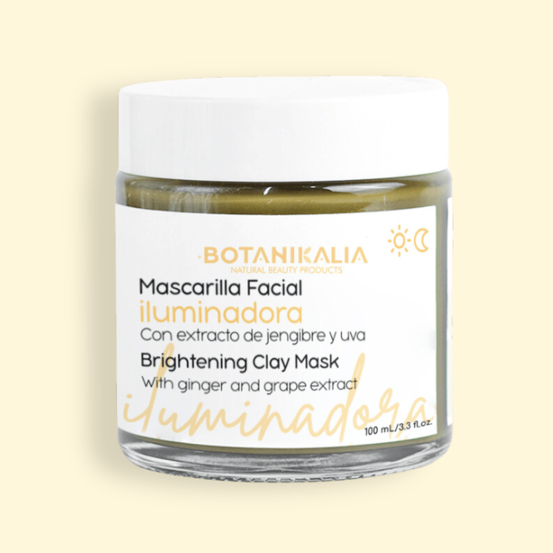 mascarilla facial iluminadora botanikalia sin su caja con fondo plano color amarillo claro 